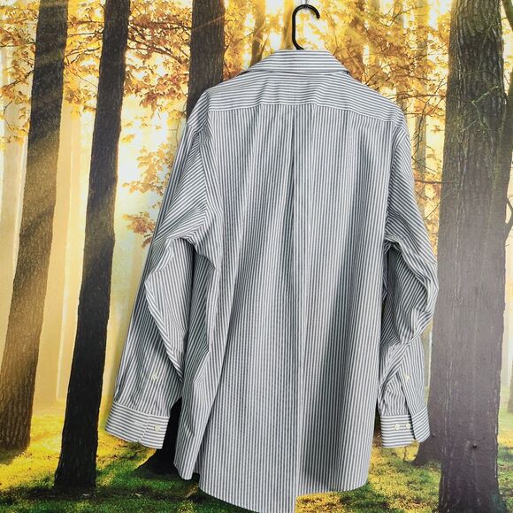 Brooks Brothers 346 Black Pinstripe Button Down Shirt Long Sleeve Mens 17-4/5 XL - Picture 5 of 7